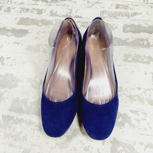 New 27 Edit Naturalizer Rebecca Blue Suede Block Heel Pumps V226 - Picture 4 of 11